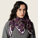 Carré 90 Floral Violet profond & Kaki